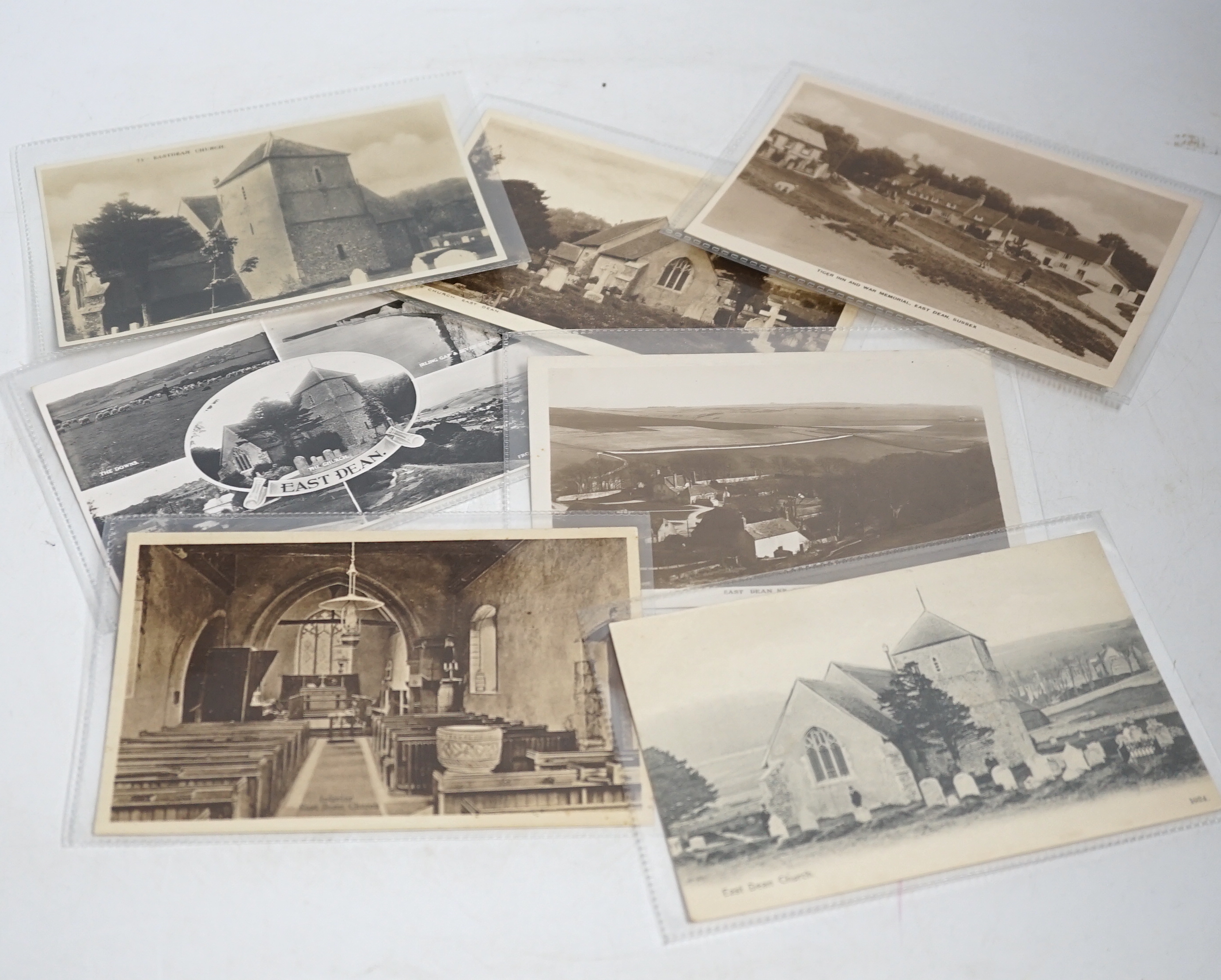 A large quantity of early to mid 20th century postcards of East Sussex towns , all in individual protective sleeves